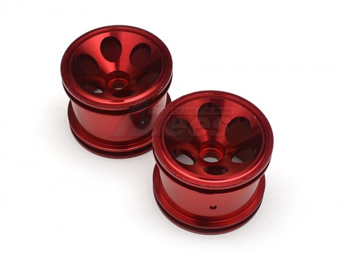GPM Racing Team Losi Mini-Baja Aluminum Front 3d Sinkage Oval Pattern Rims(6 Holes) - 1pr Red