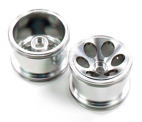 GPM Racing Team Losi Mini-T Aluminum Front Oval Pattern Wheels (6 Holes) Silver