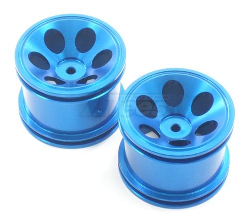 GPM Racing Team Losi Mini-T Aluminum Rear 3d Sinkage Oval Pattern Rims(6 Holes) - 1pr Blue