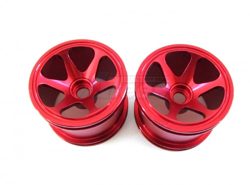 GPM Racing Team Losi Mini-Baja Aluminum Front 3D Sinkage Rims (6 Poles) 1 Pair Red