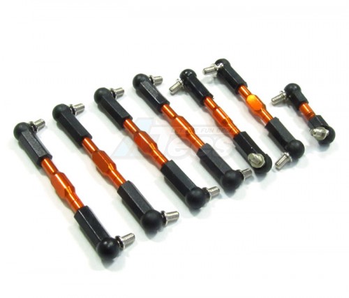 GPM Racing Team Losi Mini-Baja Aluminum Completed Tie Rod With Ball Ends - 7pcs Set Orange