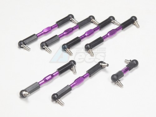GPM Racing Team Losi Mini-T Aluminum Completed Tie Rod With Ball Ends - 7pcs Set Purple