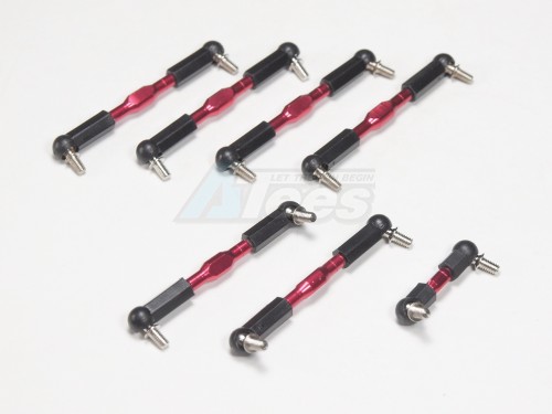 GPM Racing Team Losi Mini-T Aluminum Completed Tie Rod With Ball Ends - 7pcs Set Red