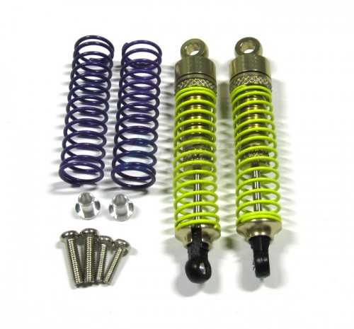GPM Racing Team Losi Mini-T Aluminum Front Adjustable Spring Damper ( 55mm ) With Spare Springs & Collars & Screws 1 Pair Set Golden Black