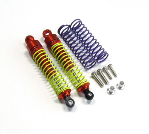 GPM Racing Team Losi Mini-T Aluminum Front Adjustable Spring Damper (55mm) With Spare Springs & Collars & Screws - 1pr Set Orange