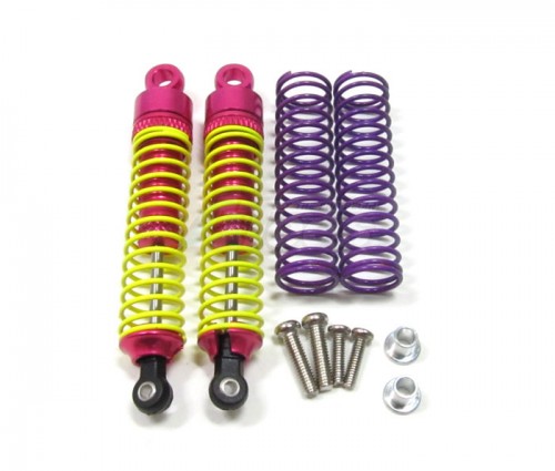 GPM Racing Team Losi Mini-T Aluminum Front Adjustable Spring Damper (55mm) With Spare Springs & Collars & Screws - 1pr Set Pink