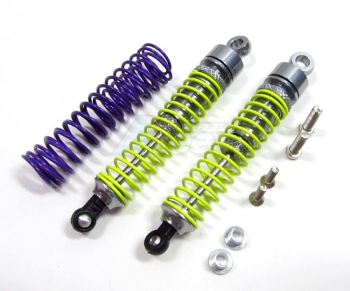 GPM Racing Team Losi Mini-T Aluminum Rear Adjustable Spring Damper (60mm) With Spare Springs & Collars & Screws - 1pr Set Gun Metal