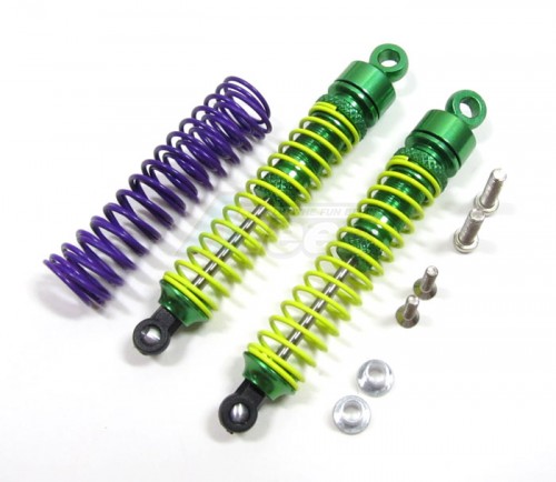 GPM Racing Team Losi Mini-T Aluminum Rear Adjustable Spring Damper (60mm) With Spare Springs & Collars & Screws - 1pr Set Green