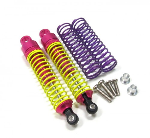 GPM Racing Team Losi Mini-T Aluminum Rear Adjustable Spring Damper (60mm) With Spare Springs & Collars & Screws - 1pr Set Pink