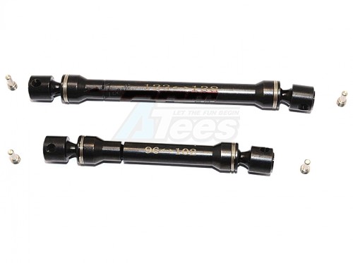 GPM Racing Axial SCX10 II Steel #45 Front + Rear Center Shaft (F:95MM-105MM, R:123MM-138MM) - 1Set (For SCX10 II 90046 Only) Black