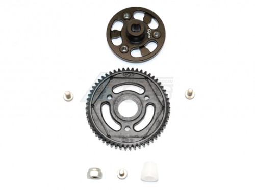 GPM Racing Axial SCX10 II Aluminium Spur Gear Adapter + Steel Gear 55T 1Set (For SCX10 II 90046 Only) Black