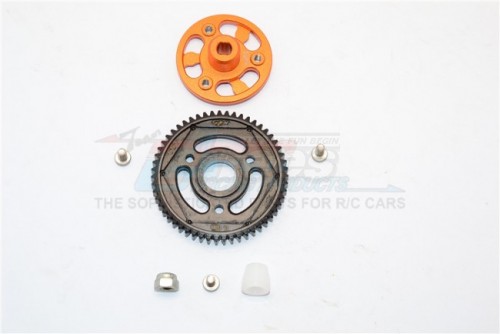 GPM Racing Axial SCX10 II Aluminium Spur Gear Adapter+Steel Gear 55T - 1Set (For SCX10 II 90046 Only) Orange