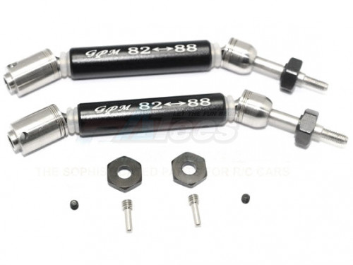 GPM Racing Traxxas Slash 4X4 Stainless Steel 304 + Aluminium Rear CVD Drive Shaft With Steel Wheel Hex - 10Pcs Set Black