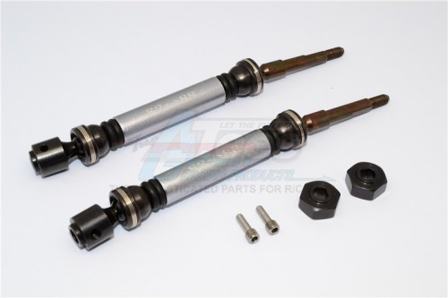 GPM Racing Traxxas Slash 4X4 Steel Aluminium Rear Cvd Drive Shaft With 12MMx6MM Wheel Hex - 1Pr Set Gun Metal