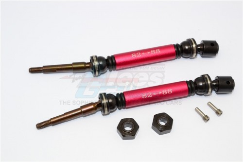 GPM Racing Traxxas Slash 4X4 Steel Aluminium Rear Cvd Drive Shaft With 12MMx6MM Wheel Hex - 1Pr Set Red