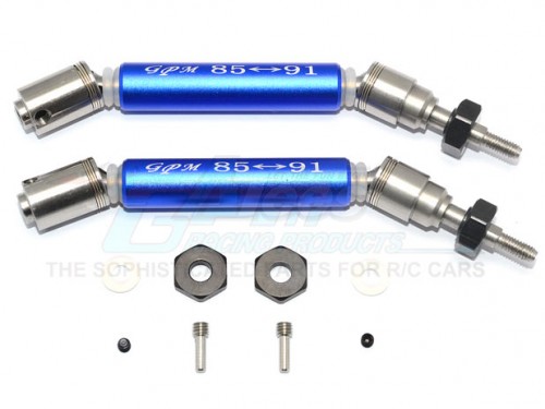 GPM Racing Traxxas Slash 4X4 Stainless Steel 304+Aluminium Front CVD Drive Shaft With Steel Wheel Hex - 10Pcs Set Blue
