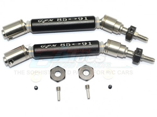 GPM Racing Traxxas Slash 4X4 Stainless Steel 304+Aluminium Front CVD Drive Shaft With Steel Wheel Hex - 10Pcs Set Black