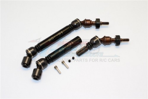 GPM Racing Traxxas Slash 4X4 Steel Aluminium Front Cvd Drive Shaft With 12MMx6MM Wheel Hex - 1Pr Set Black