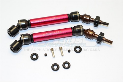 GPM Racing Traxxas Slash 4X4 Steel Aluminium Front Cvd Drive Shaft With 12MMx6MM Wheel Hex - 1Pr Set Red