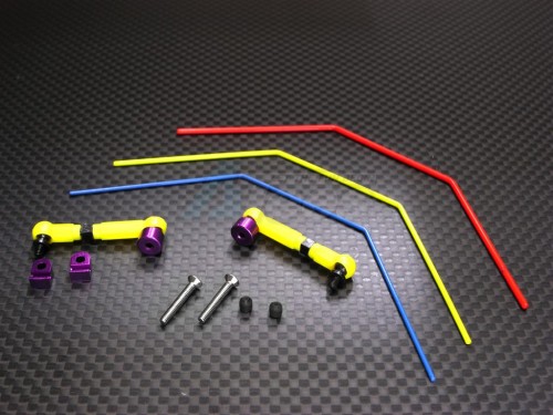 GPM Racing Team Losi Mini-T Aluminum Hard Steel Rear Anti Roll-Bar W/ Ball Ends (1, 1.2, 1.5mm) Purple