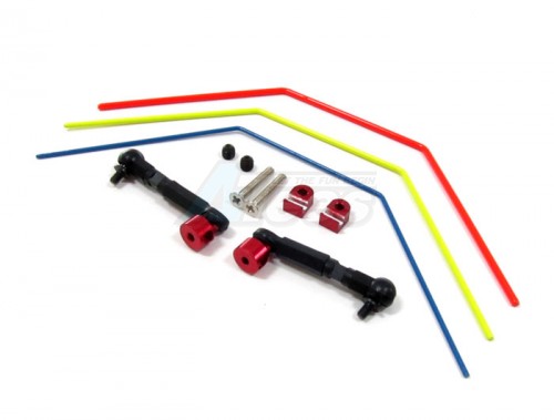 GPM Racing Team Losi Mini-T Hard Steel Rear Anti Roll-Bar W/ Ball Ends (1, 1.2, 1.5mm) Red
