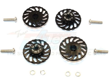 GPM Racing Traxxas LaTrax SST Aluminium Wheel Hex Adapter +2MM With Brake Disk - 4Pcss Set (For Latrax SST / Teton) Black