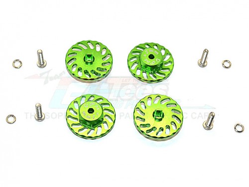 GPM Racing Traxxas LaTrax SST Aluminium Wheel Hex Adapter +2MM With Brake Disk - 4Pcss Set (For Latrax SST / Teton) Green