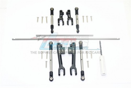 GPM Racing Traxxas Unlimited Desert Racer Stainless Steel Front + Rear Sway Bar & Aluminum Sway Bar Arm & Stainless Steel Linkage - 23Pcs Set Black