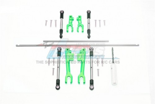 GPM Racing Traxxas Unlimited Desert Racer Stainless Steel Front + Rear Sway Bar & Aluminum Sway Bar Arm & Stainless Steel Linkage - 23Pcs Set Green