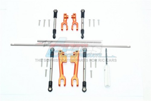 GPM Racing Traxxas Unlimited Desert Racer Stainless Steel Front + Rear Sway Bar & Aluminum Sway Bar Arm & Stainless Steel Linkage - 23Pcs Set Orange