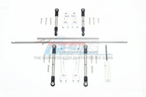 GPM Racing Traxxas Unlimited Desert Racer Stainless Steel Front + Rear Sway Bar & Aluminum Sway Bar Arm & Stainless Steel Linkage - 23Pcs Set Silver
