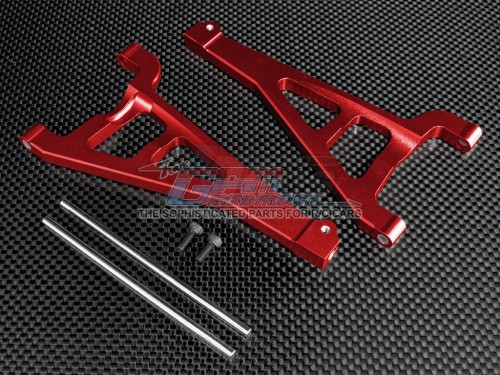 GPM Racing Traxxas Summit Aluminum Front Upper Arms (Sandwich Design With Screws + Pins + Delrin Collars) 1 Pair Set Red