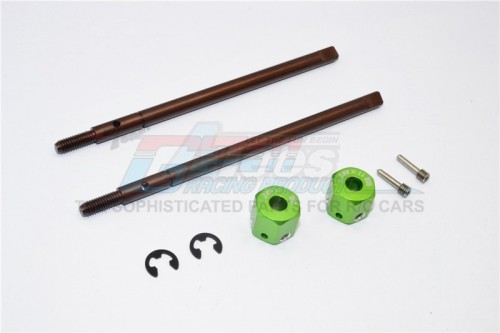 GPM Racing Gmade Sawback Spring Steel Rear Drive Shaft (L98MM R102MM) With 11MM Hex Adapter For 5MM Wider - 2Pcs Set Green