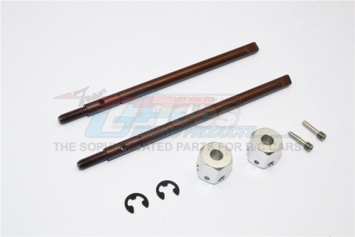 GPM Racing Gmade Sawback Spring Steel Rear Drive Shaft (L98MM R102MM) With 11MM Hex Adapter For 5MM Wider - 2Pcs Set Silver