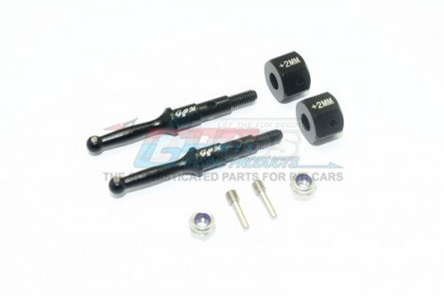 GPM Racing Tamiya T3-01 Dancing Rider Aluminium Rear Wheel Shaft W. Hex Adapter (+2MM) - 8Pcs Set Black