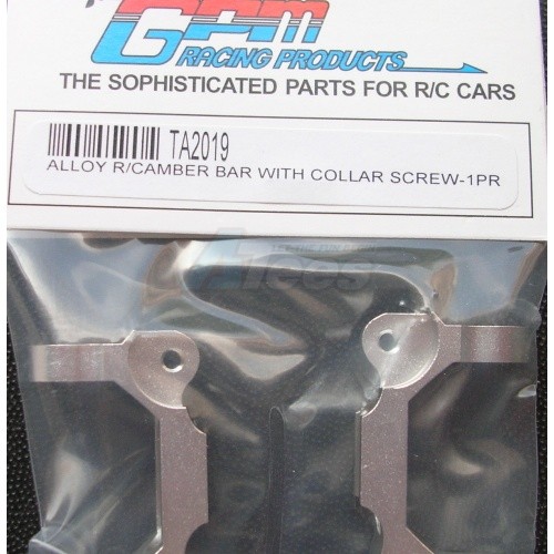 GPM Racing Tamiya TA02 Aluminum Rear Camber Bar with Collar Screw - 1 Pair Silver
