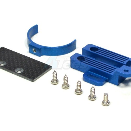GPM Racing Tamiya TA03 Aluminum Motor Heat Sink W/ Motor Clamp (Top of Gear Box) Blue