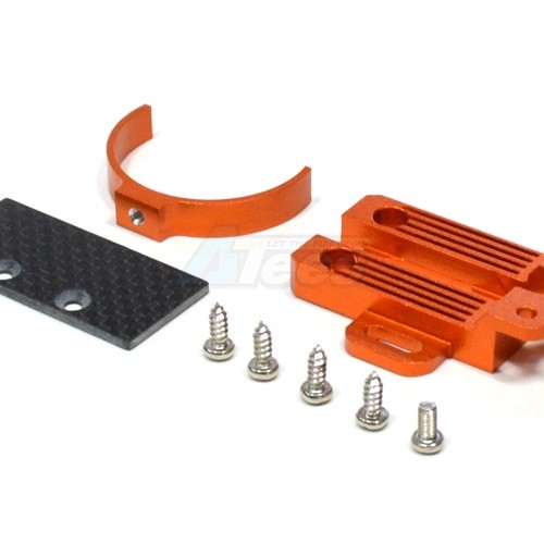 GPM Racing Tamiya TA03 Motor Heat Sink With Motor Clamp (Top Of Gear Box) Orange
