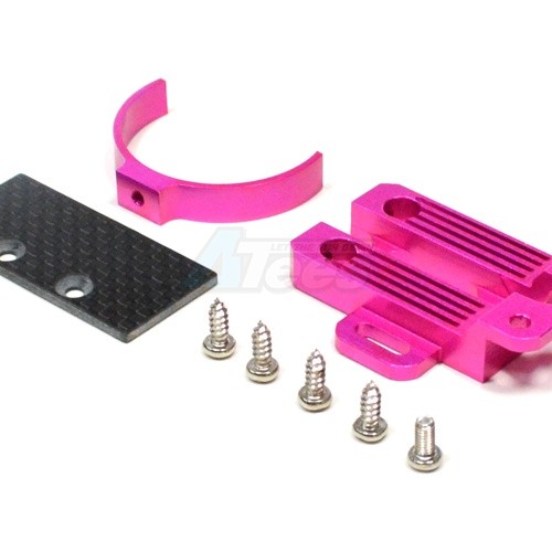 GPM Racing Tamiya TA03 Motor Heat Sink With Motor Clamp (Top Of Gear Box) Pink