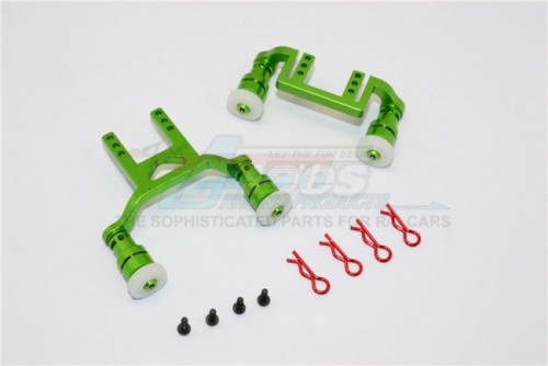 GPM Racing Traxxas LaTrax Teton Aluminium Front+Rear Body Mount & Magnet Post - 1Set Green