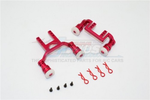 GPM Racing Traxxas LaTrax Teton Aluminium Front+Rear Body Mount & Magnet Post - 1Set Red