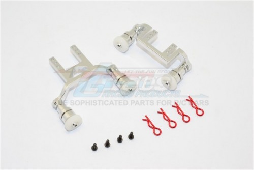 GPM Racing Traxxas LaTrax Teton Aluminium Front+Rear Body Mount & Magnet Post - 1Set Silver