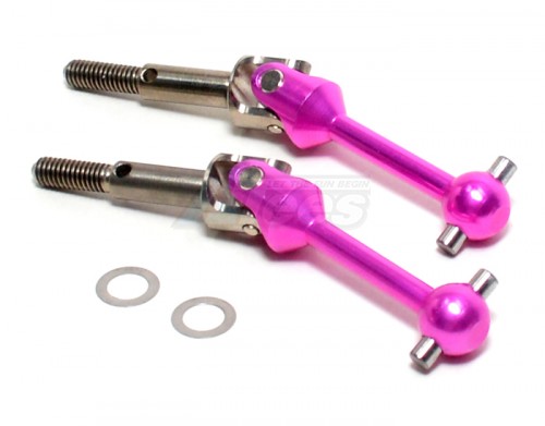 GPM Racing Tamiya TT-01 TITANIUM + ALLOY-7075 UNIVERSAL SWING SHAFT WITH SHIMS - 1PR SET Pink