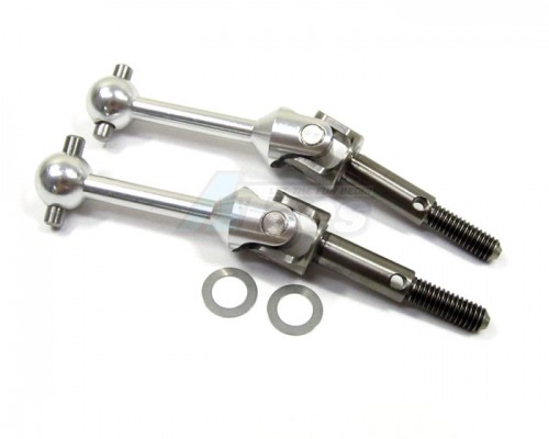GPM Racing Tamiya TT-01 Titanium + Aluminum-7075 Universal Swing Shaft With Shims 1 Pair Set Silver