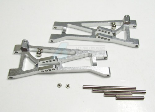 GPM Racing Traxxas Jato Aluminum Front Lower Arm With Screws & Pins - 1 Pair Set Silver