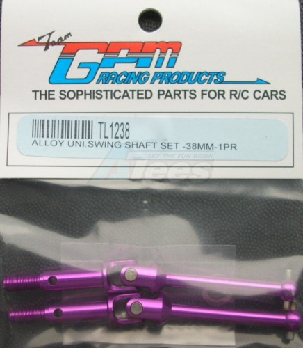 GPM Racing Tamiya TL01 Aluminum Universal Swing Shaft Set (38mm) With Shims 1 Pair Set Purple