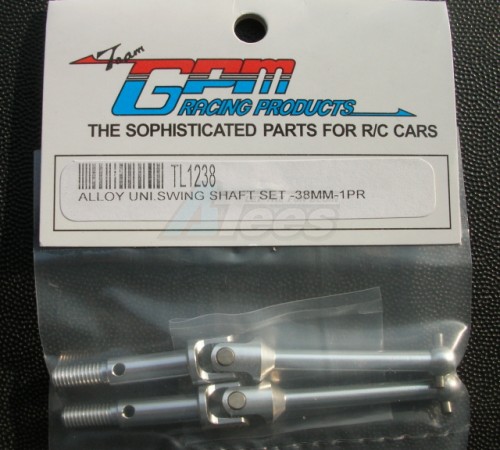 GPM Racing Tamiya TL01 Aluminum Universal Swing Shaft Set (38mm) With Shims 1 Pair Set Silver