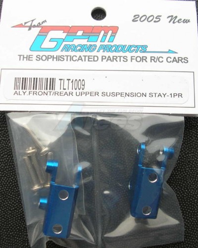 GPM Racing Tamiya TLT-1 Rock Buster Alloy Front/Rear Upper Suspension Stay - 1 pr Blue