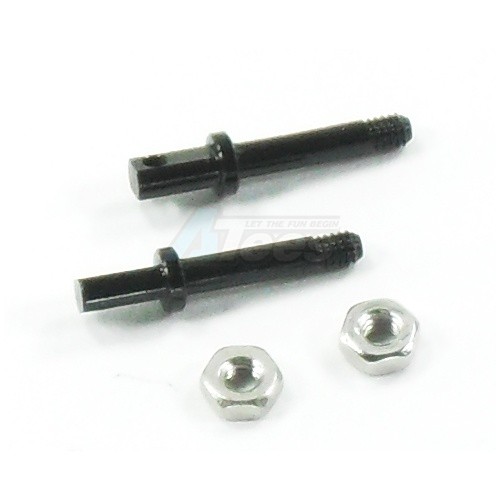 GPM Racing Team Losi Micro Desert Truck Aluminum Front Wheel Shaft With Shims - 1pr Set Black