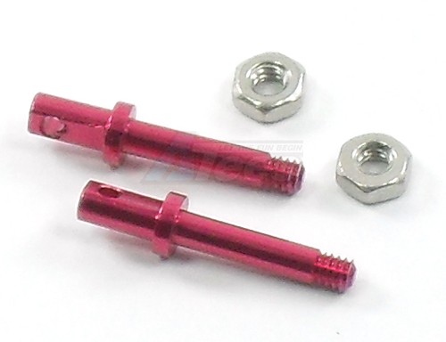 GPM Racing Team Losi Micro T Aluminum Front Wheel Shaft With Shims - 1pr Set Red